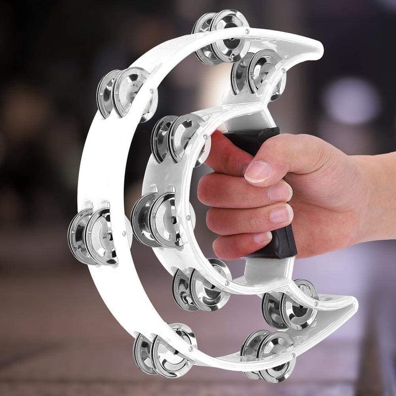 MegArya Double Row Tambourine - Handbell Percussion Musical Instrument for Kids (White) - Image 1