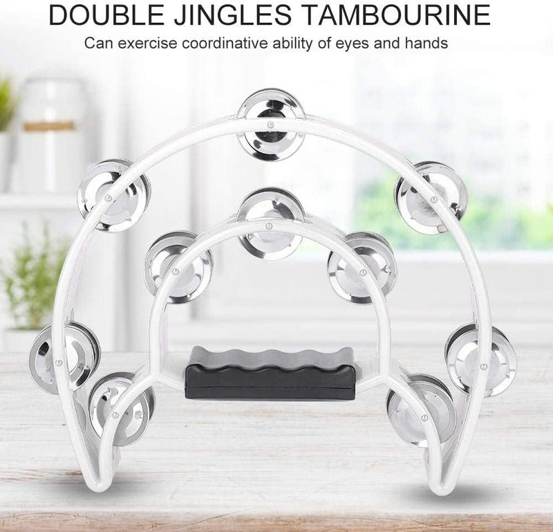MegArya Double Row Tambourine - Handbell Percussion Musical Instrument for Kids (White) - Image 2