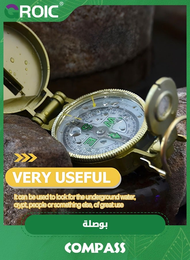 GROIC بوصلة عسكرية متعددة الوظائف للبقاء على قيد الحياة، بوصلة مقاومة للماء والصدمات مع مسطرة خريطة، بوصلة اتجاهية عبر البلاد للمشي لمسافات طويلة والتخييم - Image 5