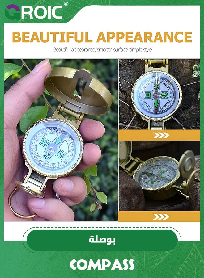 GROIC بوصلة عسكرية متعددة الوظائف للبقاء على قيد الحياة، بوصلة مقاومة للماء والصدمات مع مسطرة خريطة، بوصلة اتجاهية عبر البلاد للمشي لمسافات طويلة والتخييم - Image 4