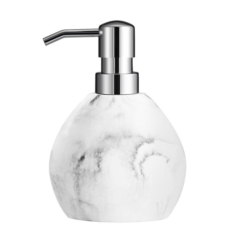 Luxspire Hand Soap Dispenser  15.2 oz Marble Hand Lotion Bottle  Stainless Steel Pump Lotion Container  Refillable Liquid Hand Soap Jar  Resin Shower Dispensers for Bathroom  Kitchen  Gravel White - Image 1