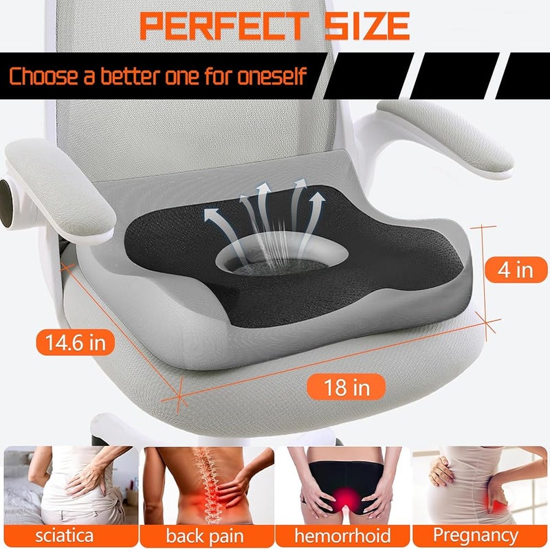 Excefore Donut Pillow Hemorrhoid Tailbone Cushion, Memory Foam Cushion for Long Sitting, Office Chair Cushion to Relieve Sciatica, Hemorrhoid Pillow Cushion for Tailbone Pain - Image 2