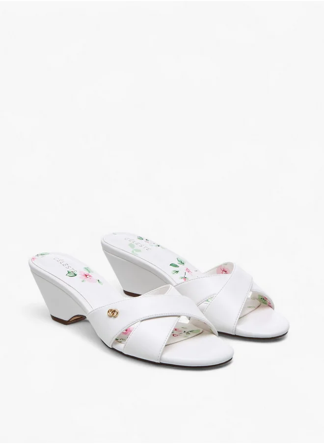 Celeste Women's Monogram Cross-Strap Sandals with Block Heels