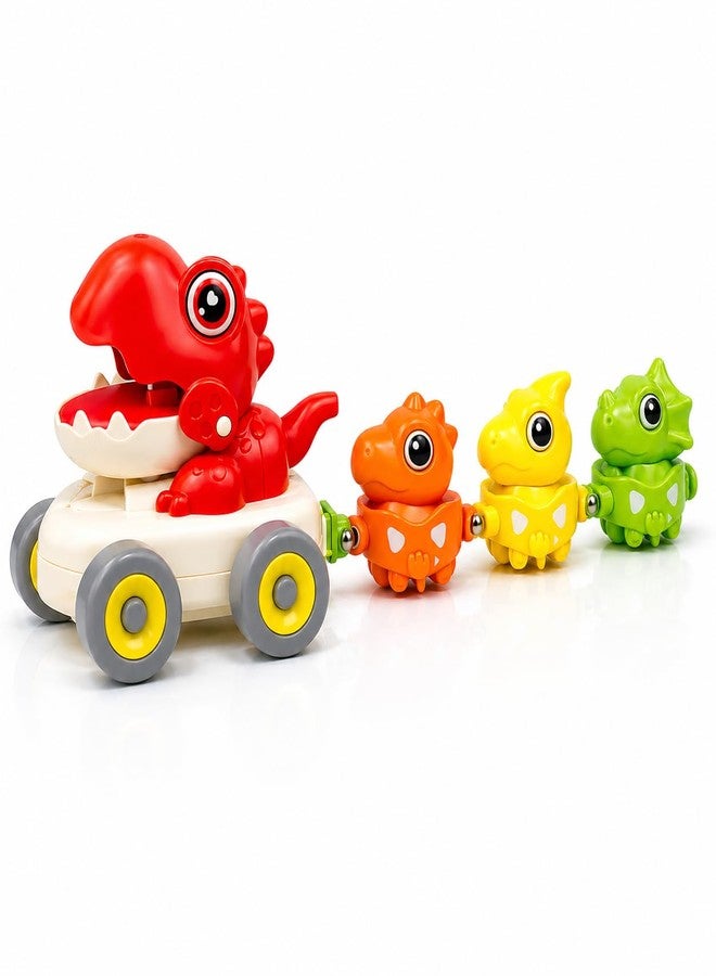 Amitasha Magnetic Dinosaur Train Toy for Kids Press & Go Dino Car with 3 Baby Dinosaurs Magnetic Linking with Whistle Sound Toddler Toy Gift for Kids - Image 1