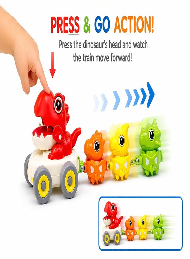 Amitasha Magnetic Dinosaur Train Toy for Kids Press & Go Dino Car with 3 Baby Dinosaurs Magnetic Linking with Whistle Sound Toddler Toy Gift for Kids - Image 4