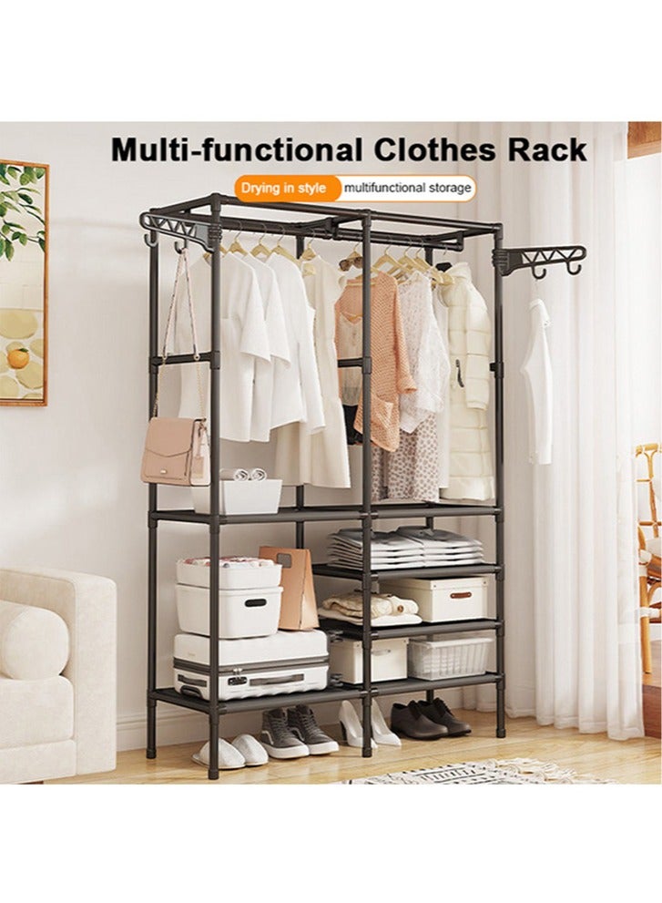 رف معطف بسيط ، خزانة ملابس منزلية عصرية ، إطار حديدي جريء ، سهل التجميع ، رف تجفيف ذو سعة كبيرة بصف مزدوج ، أسود 108*36 * 170 سنتيمتر - Image 2