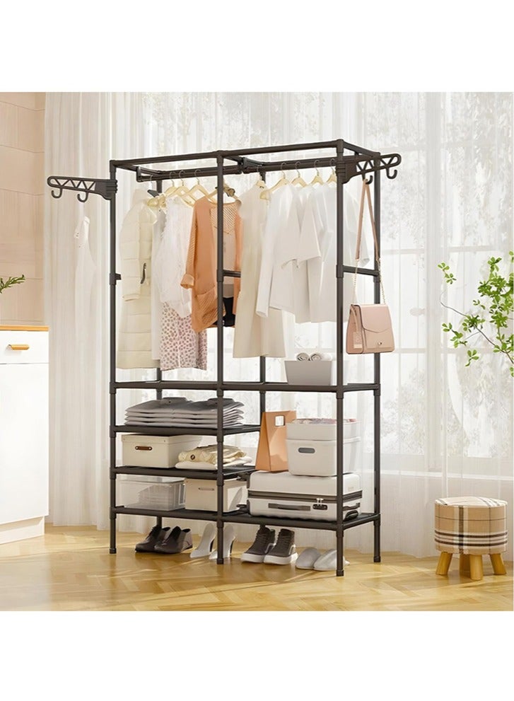 رف معطف بسيط ، خزانة ملابس منزلية عصرية ، إطار حديدي جريء ، سهل التجميع ، رف تجفيف ذو سعة كبيرة بصف مزدوج ، أسود 108*36 * 170 سنتيمتر - Image 4