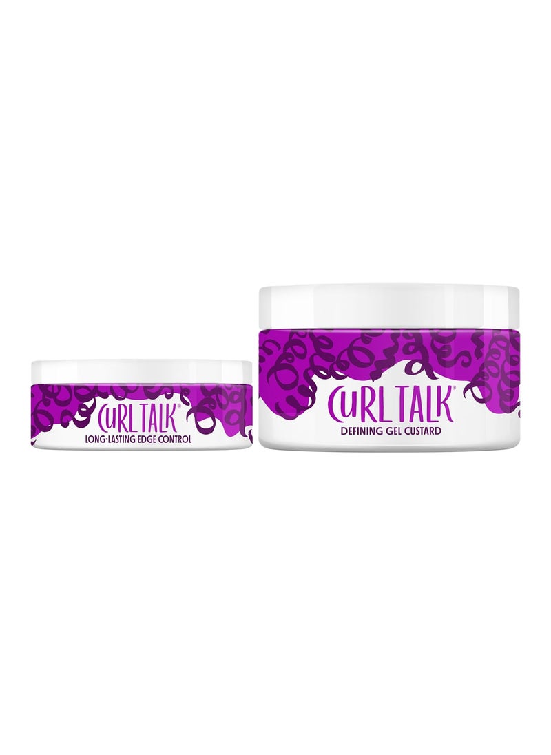 Not Your Mother's Not Your Mother's Curl Talk Edge Control Gel and Defining Gel Custard (2-Pack) - Formulated with Superfood Oil Blend - For All Curly Hair Types 