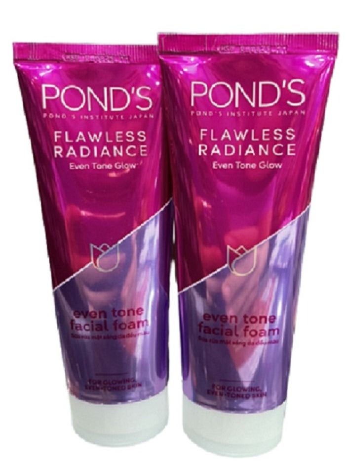 Pond's Flawless Radiance Facial Foam Cleansing and Exfoliating with Niacinamide and Vitamin E, Even-tone Glow, gives Blemish-Free Skin, 100g PACK OF 2  - Image 2