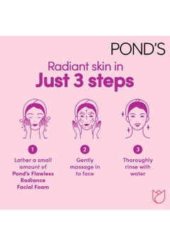 Pond's Flawless Radiance Facial Foam Cleansing and Exfoliating with Niacinamide and Vitamin E, Even-tone Glow, gives Blemish-Free Skin, 100g PACK OF 2  - Image 5