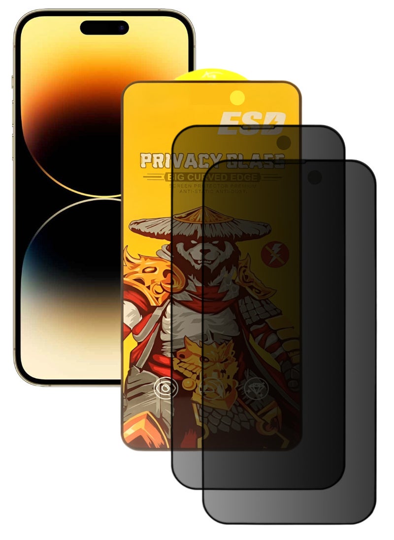 ESD 2 Pieces Tempered Dustproof Privacy Glass Screen Protector Compatible For iPhone 14 Pro - Image 1