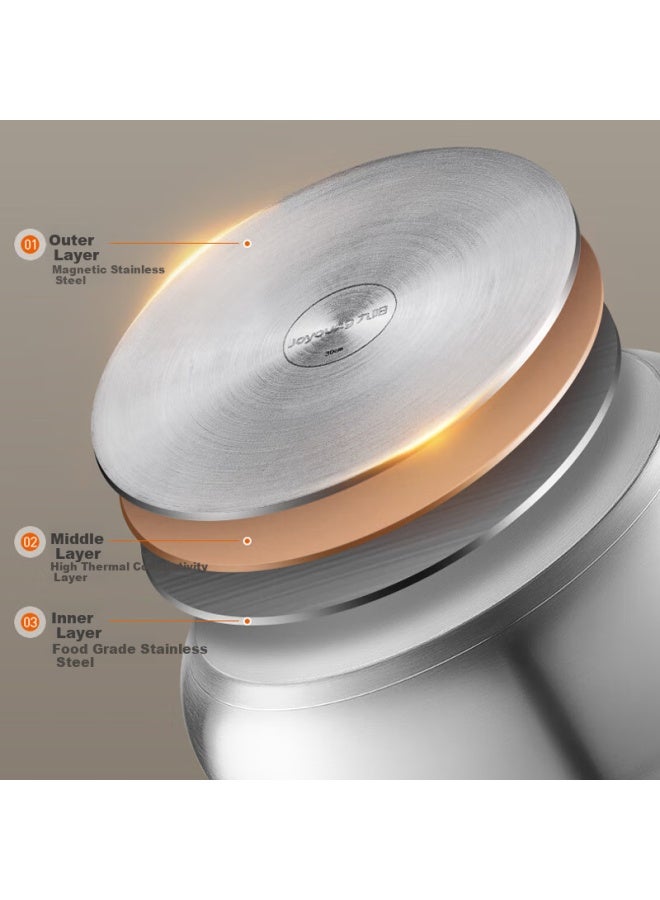 Joyoung 304 Stainless Steel Steamer Pot With Tall Arched Lid, Large Capacity, Three Layers, Suitable For Steaming Buns, Dumplings, Fish, Compatible With Stove, 30cm - Image 3