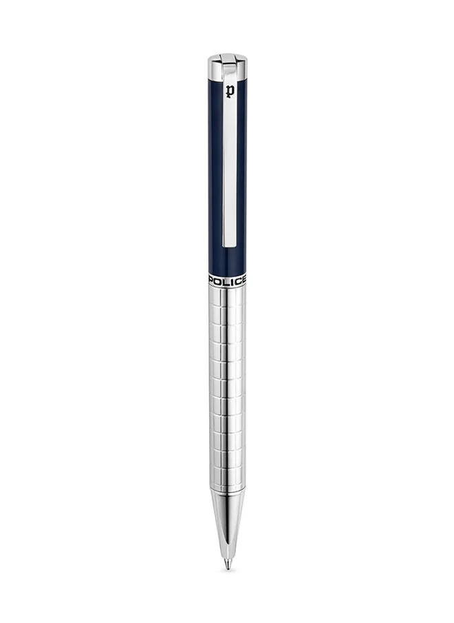 POLICE Precision Pen Textured Barrel Smooth Blue Upper Body Signature Band P Logo