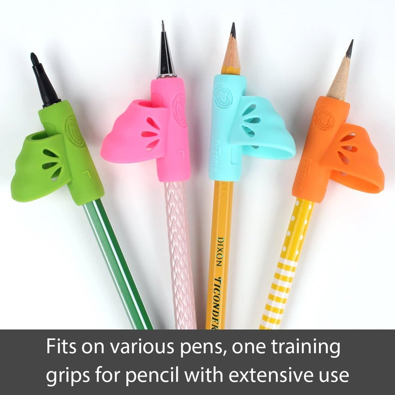 Firesara Left-Handed Training Grips, Original Butterfly Pencil Holder Correction Writing Aid Grip for Kids Handwriting Special Needs Preschoolers Children Adult Lefties Assorted Colors (4PCS) - Image 4