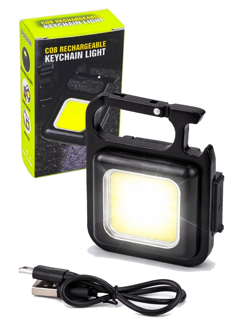Mini COB Flashlight 1000 Lumens Rechargeable – Keychain Torch with 4 Light Modes, Folding Bracket & Magnetic Base, Pocket LED Light for Camping, Fishing & Emergency Use - Image 1