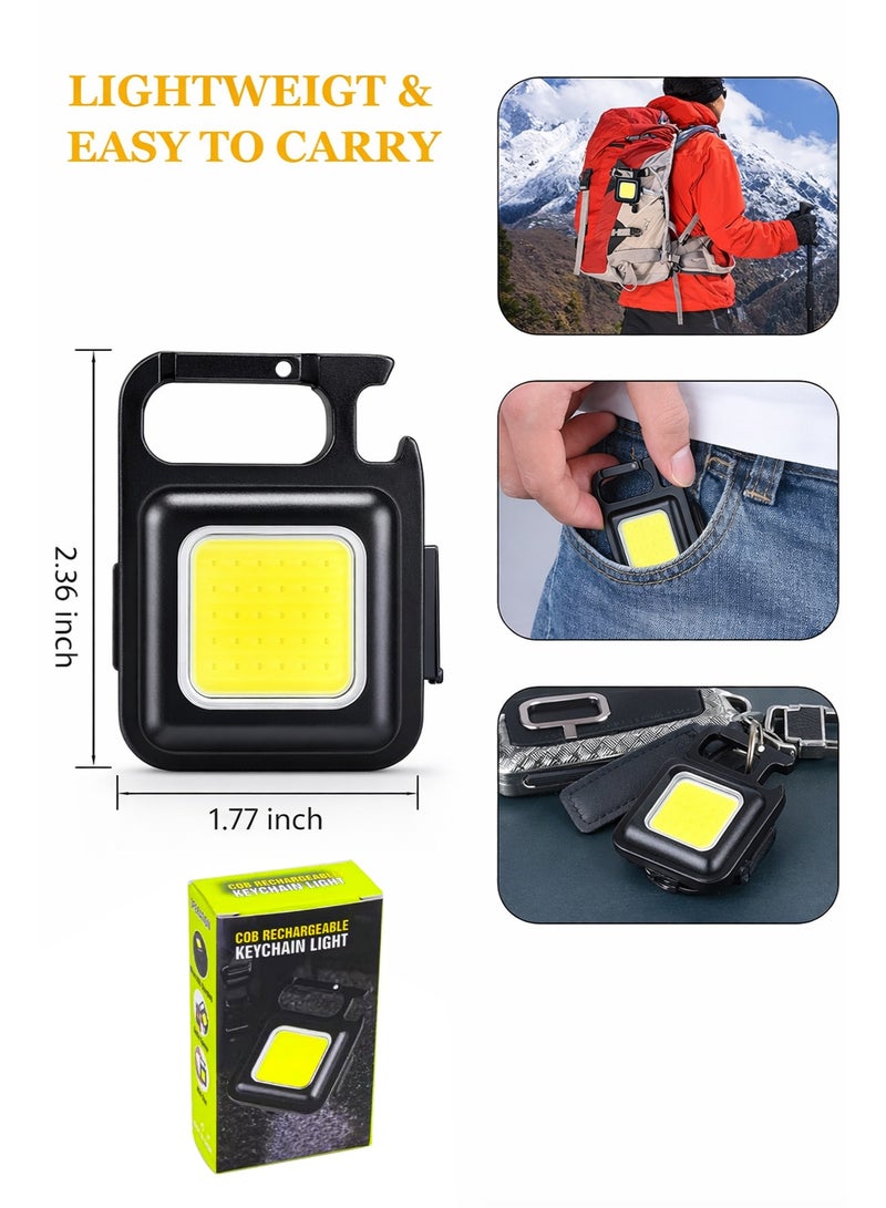 Mini COB Flashlight 1000 Lumens Rechargeable – Keychain Torch with 4 Light Modes, Folding Bracket & Magnetic Base, Pocket LED Light for Camping, Fishing & Emergency Use - Image 5