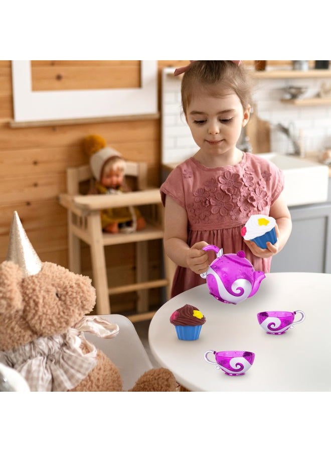 ArtCreativity Bath Toy Tea Set - Bath Tea Set with Teapot, 2 Tea Cups, and 2 Silicone Cupcakes That Spray Water - Girls Tea Party Bath Toy Set for Toddlers - Baby Girl Bath Toys Ages 1+ - Image 3