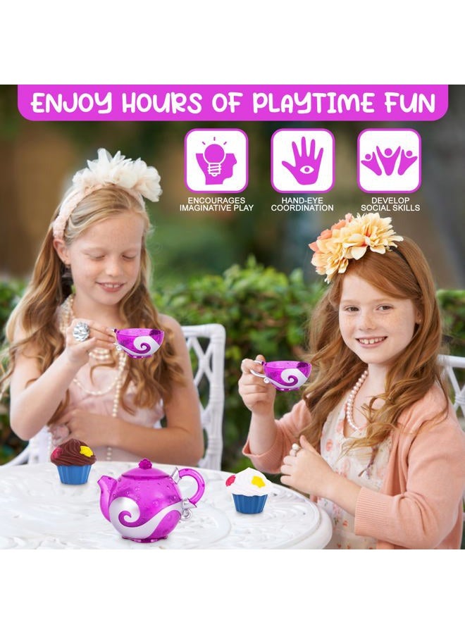 ArtCreativity Bath Toy Tea Set - Bath Tea Set with Teapot, 2 Tea Cups, and 2 Silicone Cupcakes That Spray Water - Girls Tea Party Bath Toy Set for Toddlers - Baby Girl Bath Toys Ages 1+ - Image 5