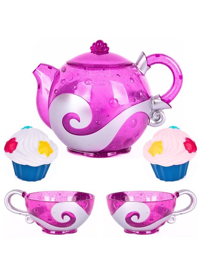 ArtCreativity Bath Toy Tea Set - Bath Tea Set with Teapot, 2 Tea Cups, and 2 Silicone Cupcakes That Spray Water - Girls Tea Party Bath Toy Set for Toddlers - Baby Girl Bath Toys Ages 1+ - Image 1