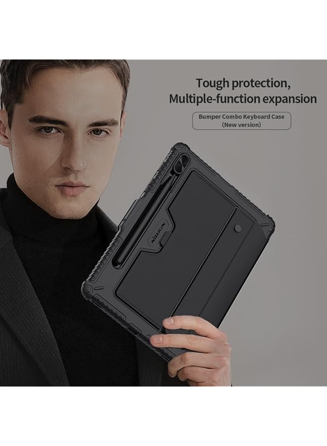 Nillkin Bumper Combo Keyboard Case Designed For Samsung Galaxy Tab S8 Plus S7 Plus S7 Fe Pen Holder Shockproof Cover Stand Trackpad And Removable Keyboard - Black - Image 3