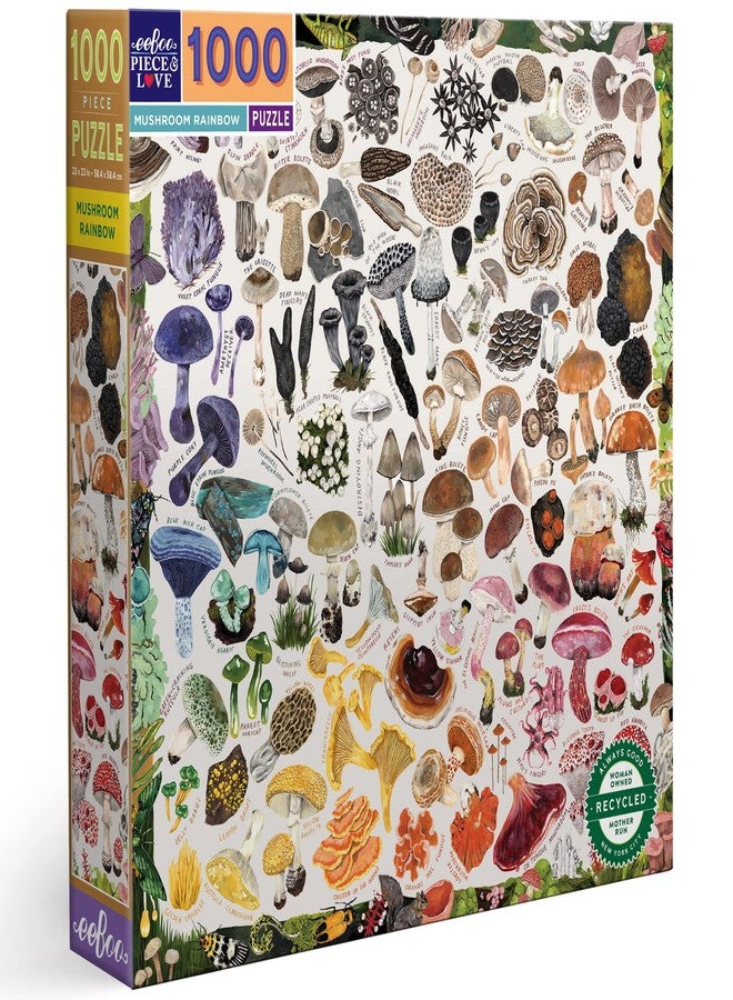 eeBoo 1000 Piece Puzzle - Mushroom Rainbow Jigsaw Puzzle for Adults, Square 23" x 23" Made with Recycled Board & Vegetable-Based Ink - Image 1