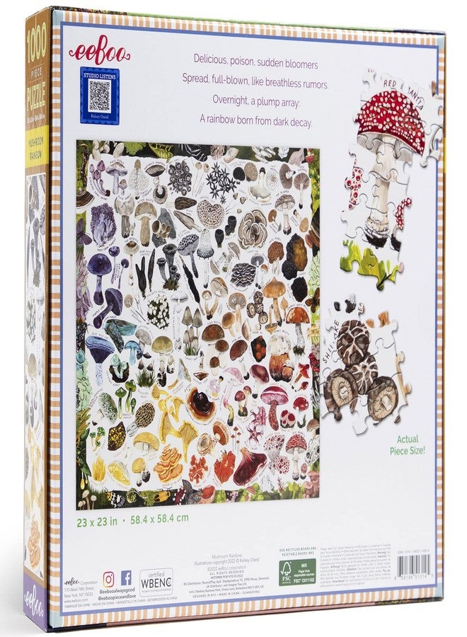 eeBoo 1000 Piece Puzzle - Mushroom Rainbow Jigsaw Puzzle for Adults, Square 23" x 23" Made with Recycled Board & Vegetable-Based Ink - Image 3