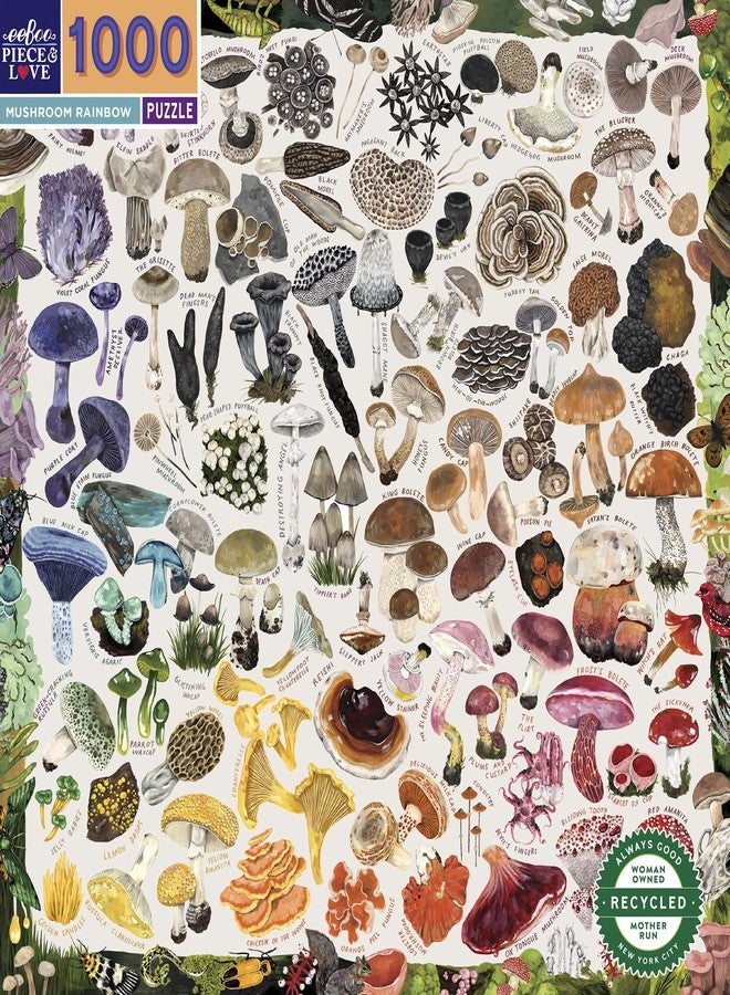 eeBoo 1000 Piece Puzzle - Mushroom Rainbow Jigsaw Puzzle for Adults, Square 23" x 23" Made with Recycled Board & Vegetable-Based Ink - Image 4