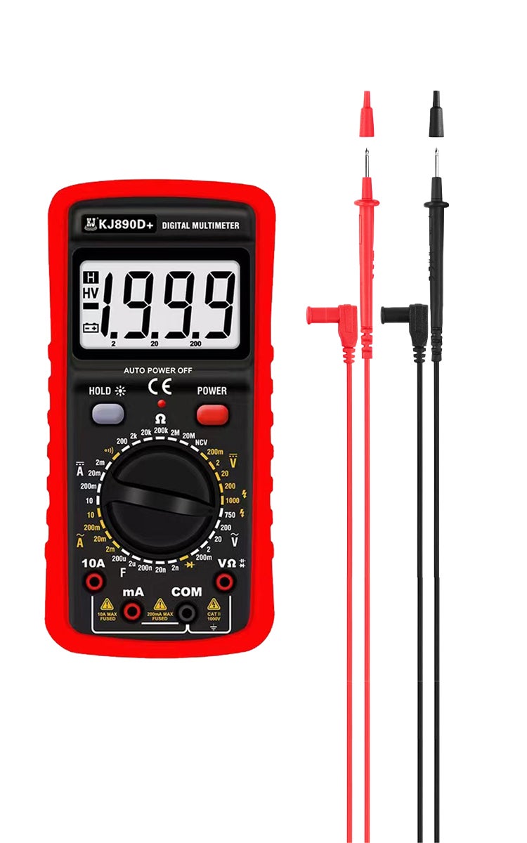kashemano Digital multimeter, 1000V, 10A, AC/DC, Black/Red,Digital Display 1999 - Image 1