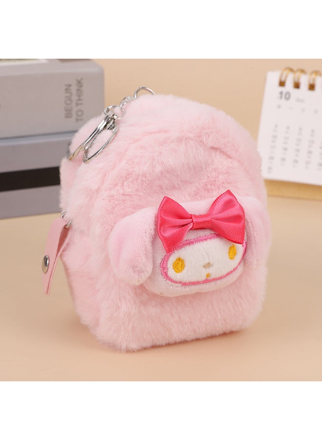 Korean Style Ins Girl Heart Plush Coin Purse Mini Cartoon Cute Wallet Small Fresh Headset Storage Key Bag-Color:Plush Key Bag Kurome - Image 5
