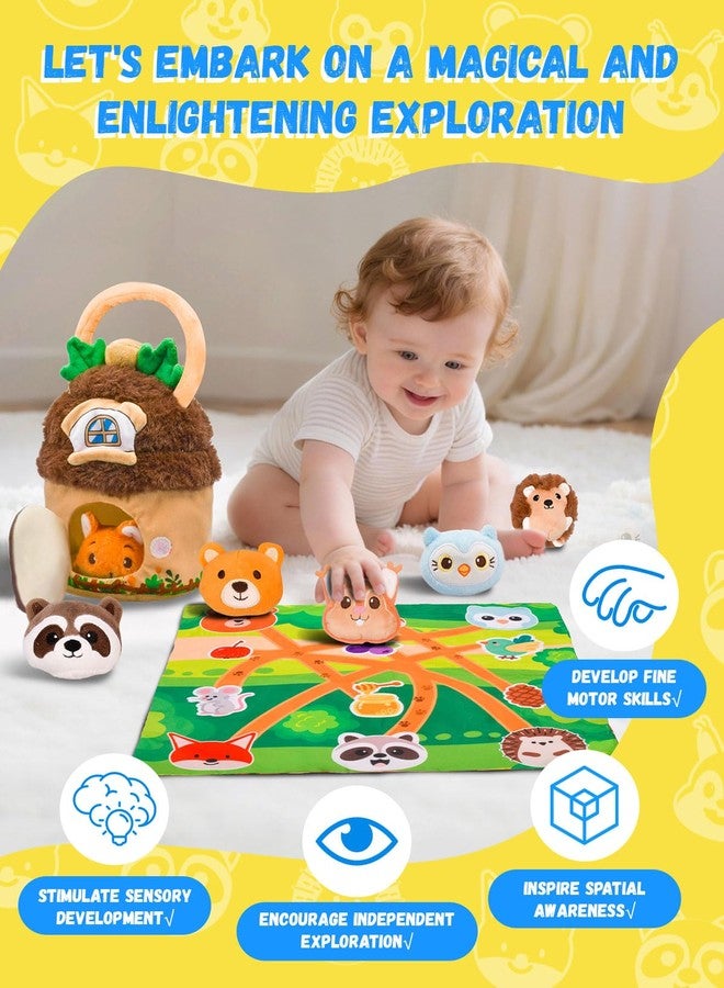 Nicecastle Baby Toys 6-12 Months Forest Animal House with Map Plush Stuffed Animals Rattle Squeaker Montessori Toys for Babies Sensory Infant Toy Toddler Gift 1-3 Year Old - Image 2