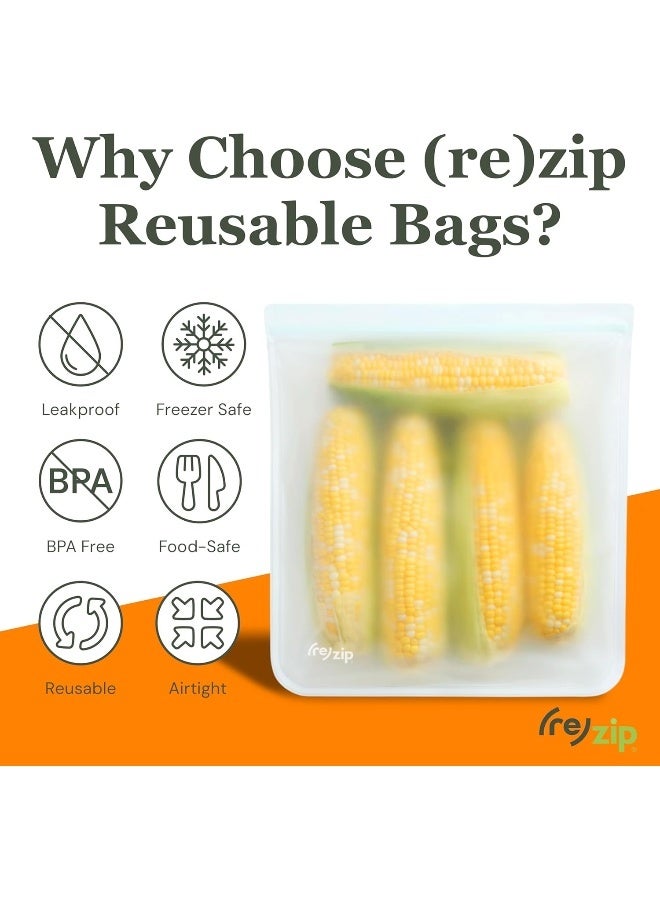 Rezip (re) zip Gallon Reusable Storage Bags, BPA-Free, Leakproof, Food-Grade 100% Food-Safe PEVA, for Food Storage and Freezer Use, Holds 16 cups | 128 fl oz, 4-Pack (Clear) - Image 3