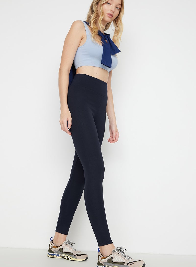 trendyol Navy Blue High Waist Knitted Leggings with Elastic Waist TWOAW20TA0087 - Image 4