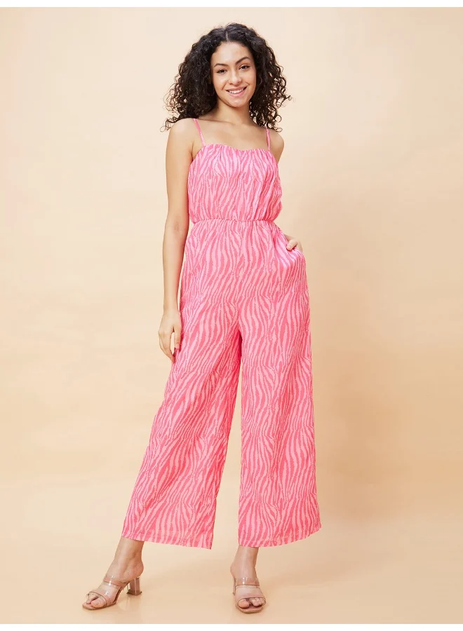 جلو باص جمبسوت نسائي بطبعات حيوانات بحمالات كتف أساسي من جلوبس