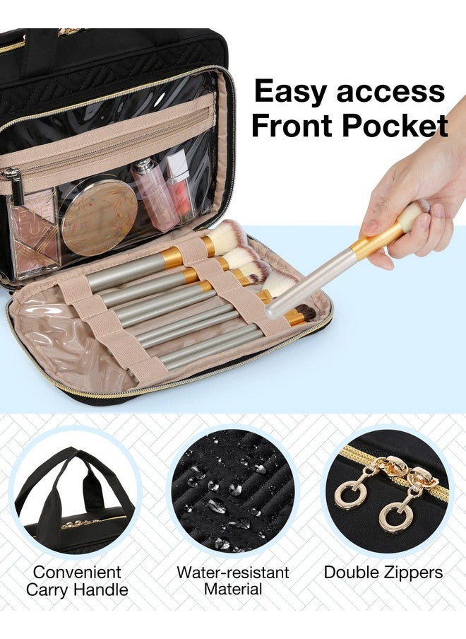 BAGSMART - BAGSMART Toiletry Bag Hanging Travel Makeup Organizer with TSA Approved Transparent Cosmetic Bag Makeup Bag for Full Sized Toiletries, Large-Blck - Image 1