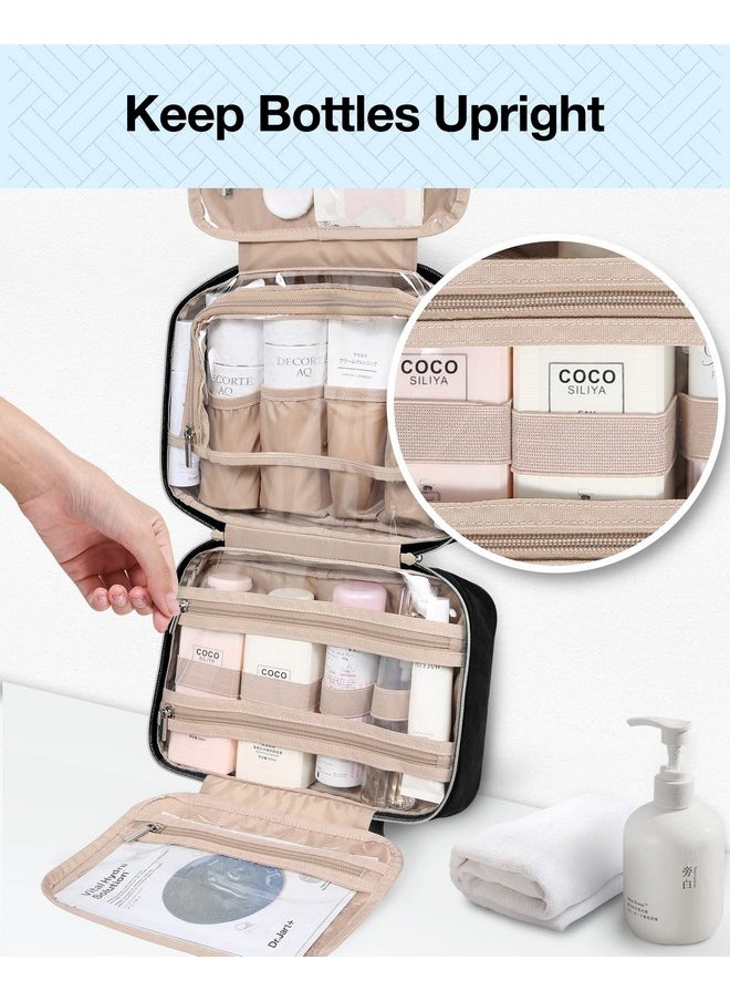 BAGSMART - BAGSMART Toiletry Bag Hanging Travel Makeup Organizer with TSA Approved Transparent Cosmetic Bag Makeup Bag for Full Sized Toiletries, Large-Blck - Image 1