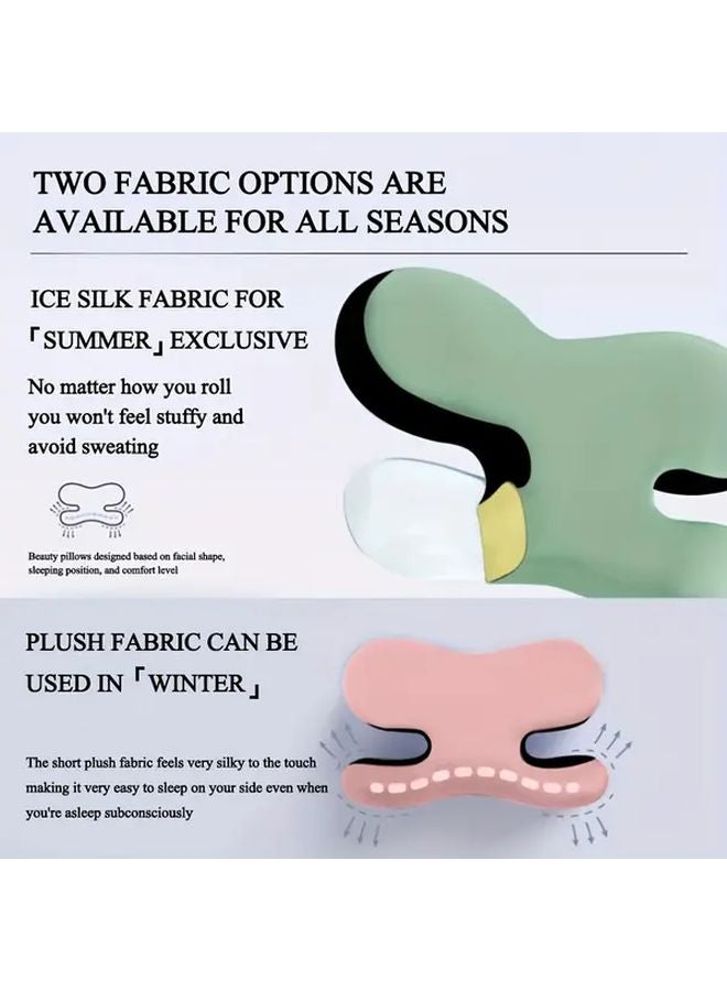 2Pcs Pink And Green Ergonomic Cervical Pillow For Neck Support Wrinkle Reduction - Image 4