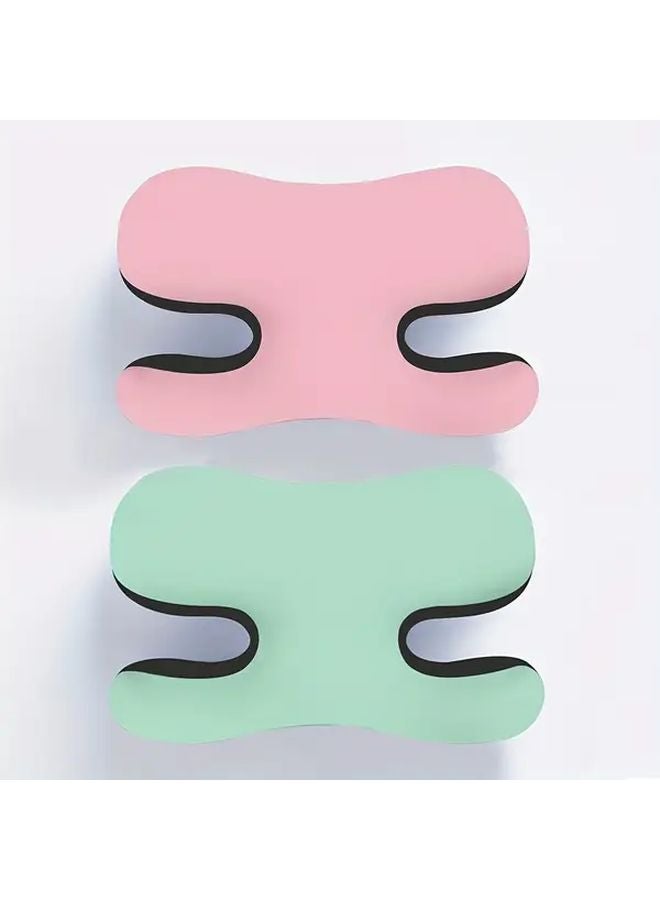 2Pcs Pink And Green Ergonomic Cervical Pillow For Neck Support Wrinkle Reduction - Image 1