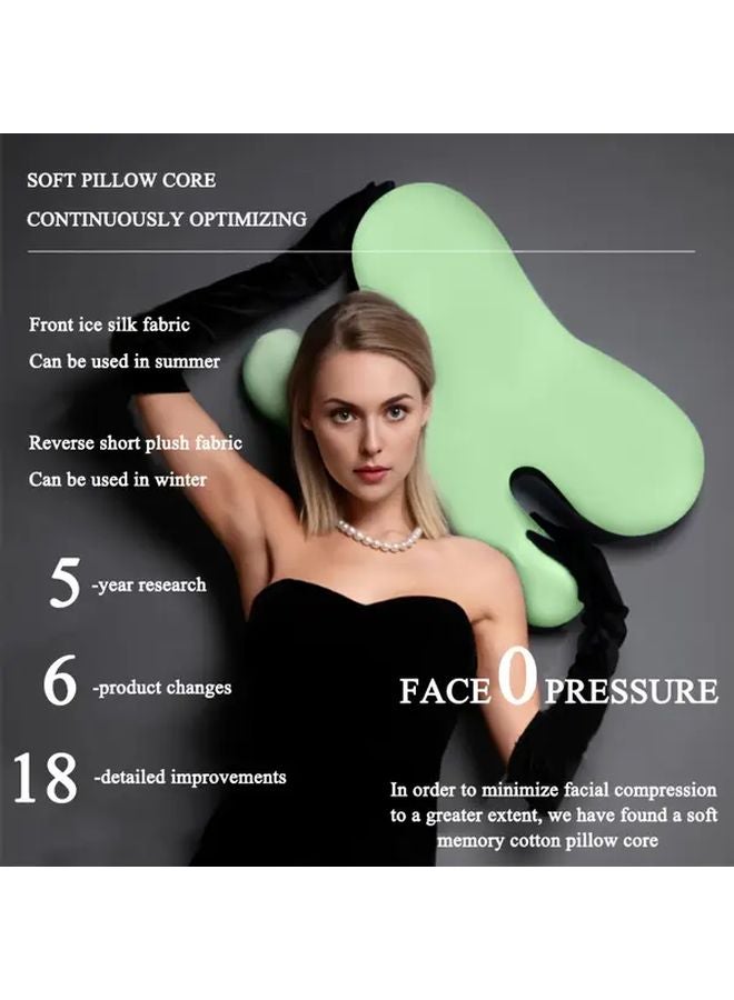 2Pcs Pink And Green Ergonomic Cervical Pillow For Neck Support Wrinkle Reduction - Image 5