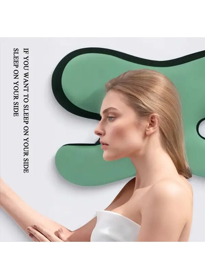 2Pcs Pink And Green Ergonomic Cervical Pillow For Neck Support Wrinkle Reduction - Image 2