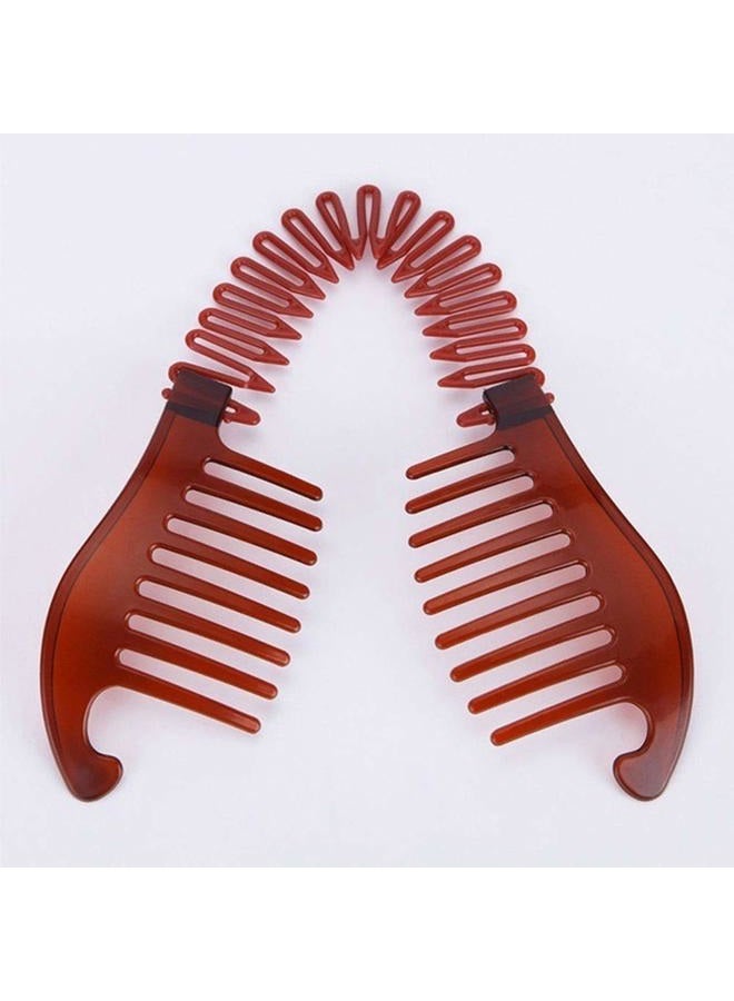 Fodattm Set of 6 Women Lady Stretch Flexible Hair Combs Headband Interlocking Banana Clip Clincher Elongated Ponytail Holder and Full Circle Hair Comb Hair Hoop Hair Clip Spring Head Band with Deep Teeth - Image 2