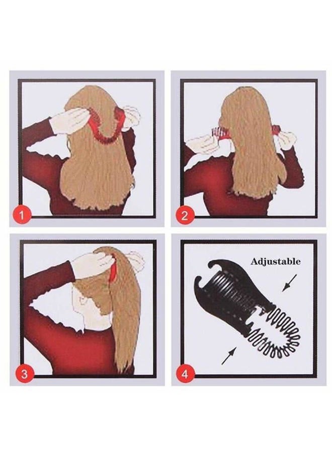 Fodattm Set of 6 Women Lady Stretch Flexible Hair Combs Headband Interlocking Banana Clip Clincher Elongated Ponytail Holder and Full Circle Hair Comb Hair Hoop Hair Clip Spring Head Band with Deep Teeth - Image 5