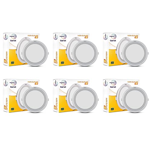 Wipro Garnet 15W Round LED Wave Panel Light for Ceiling | Neutral White Light (4000k) | Ultra-Slim Design | Recessed Down Light for False Ceiling |POP Ceiling Light | Cutout - 150mm | Pack of 6 - Image 1