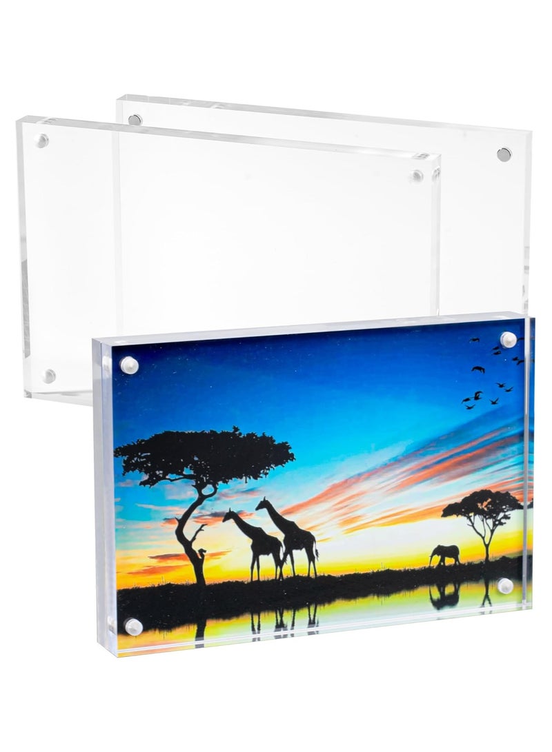 SLASA DuraClear 4x6 Acrylic Picture Frame - Frameless & Thick Design - Ideal for Photos, Photo Cubes & Glass Picture Displays - Image 1