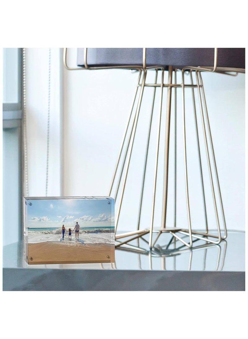 SLASA DuraClear 4x6 Acrylic Picture Frame - Frameless & Thick Design - Ideal for Photos, Photo Cubes & Glass Picture Displays - Image 2