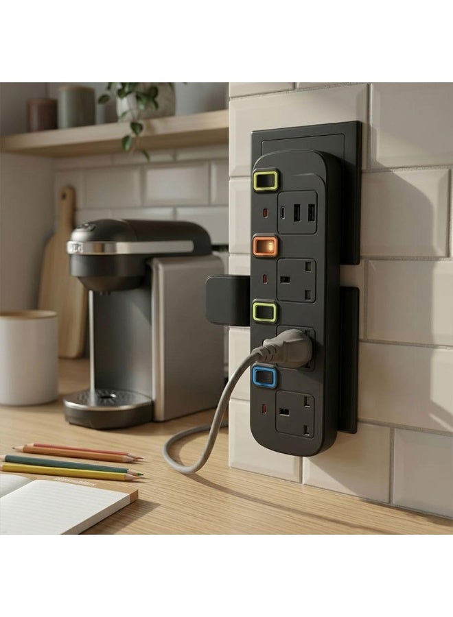 تراداماكس محول TradaMax متعدد 4 مخارج مع USB وType-C بقدرة 2000 واط (أسود) - Image 4