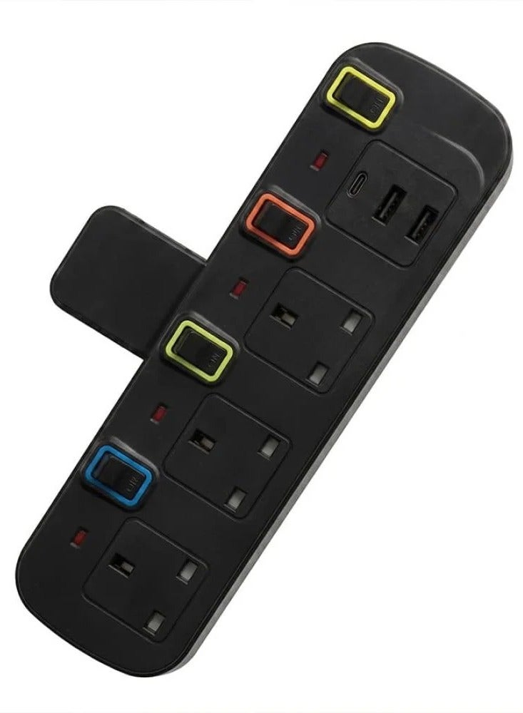 تراداماكس محول TradaMax متعدد 4 مخارج مع USB وType-C بقدرة 2000 واط (أسود) - Image 1