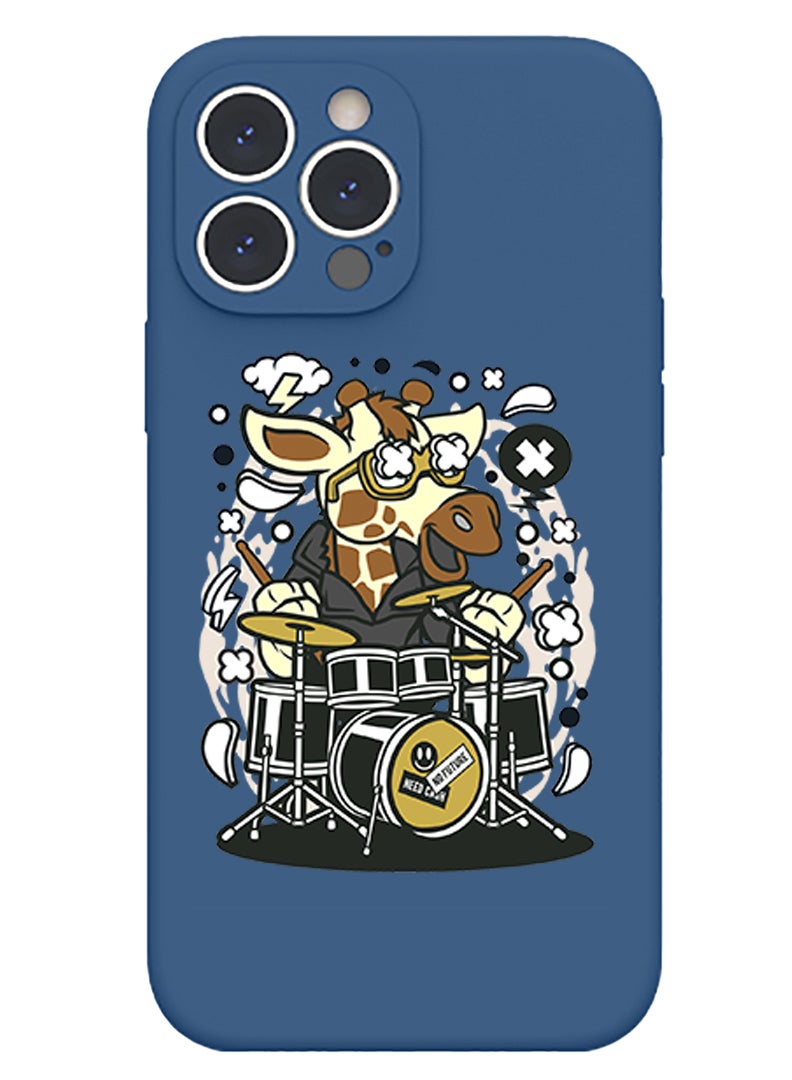 Theodor Protective Slim Fit Case Liquid Silicone Cover with Full Body Protection Anti-Scratch Shockproof Case For iPhone 12 Pro Max Blue  - Cow drumming copy - Image 1