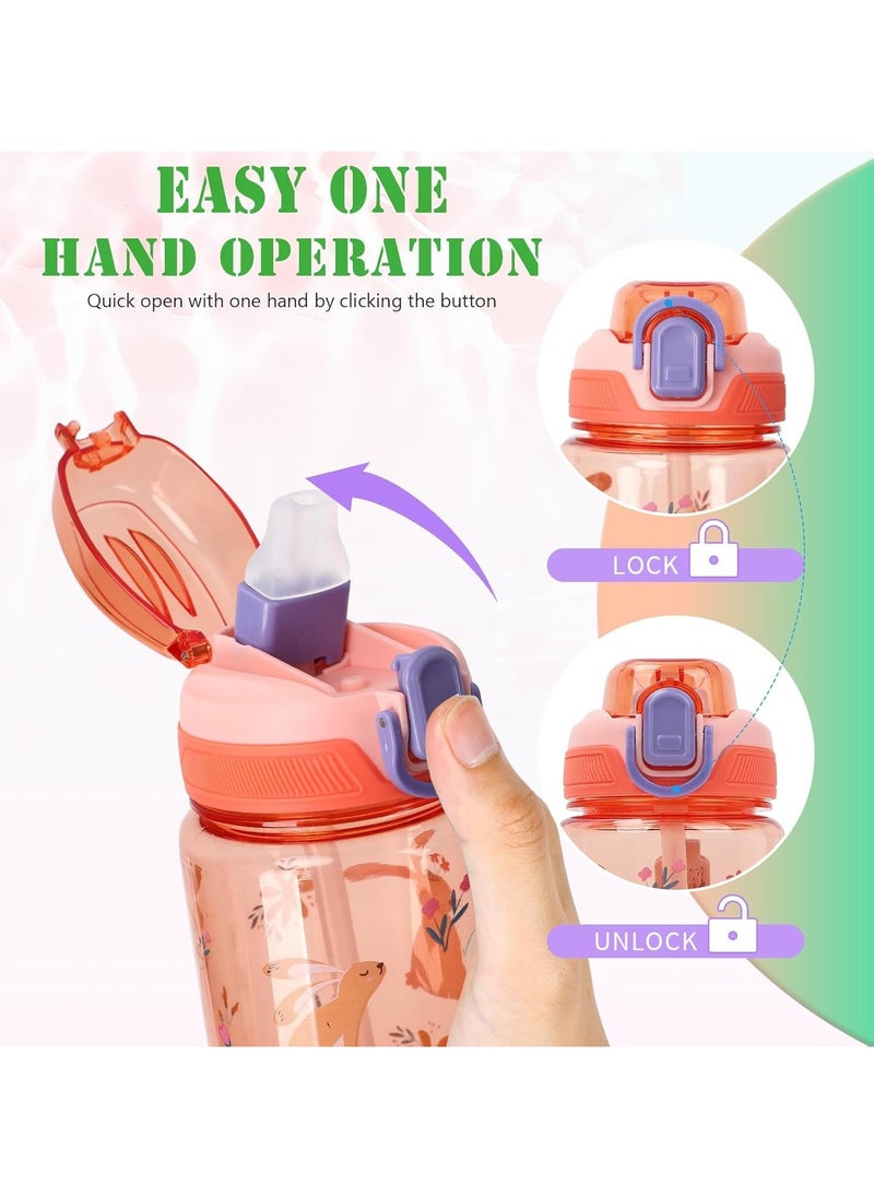 Kids Water Bottles With Straw,600ml Toddler Drinks Bottle for School,Leakproof Children's Bottle BPA free Sport Bottle for Girls Boys (Green)
