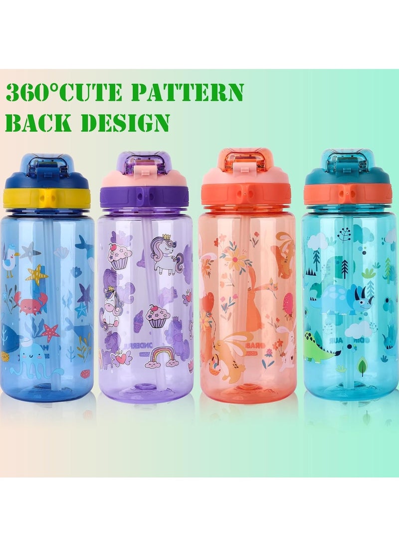 Kids Water Bottles With Straw,600ml Toddler Drinks Bottle for School,Leakproof Children's Bottle BPA free Sport Bottle for Girls Boys (Green)