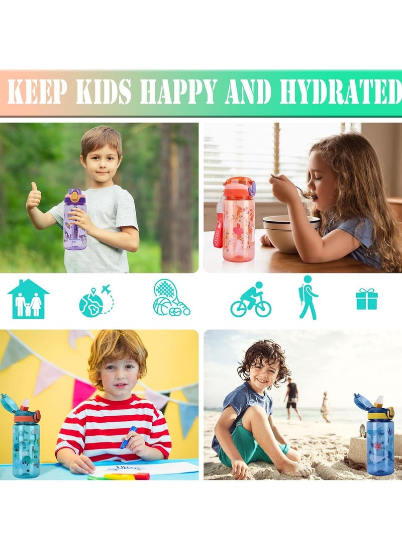 Kids Water Bottles With Straw,600ml Toddler Drinks Bottle for School,Leakproof Children's Bottle BPA free Sport Bottle for Girls Boys (Green)